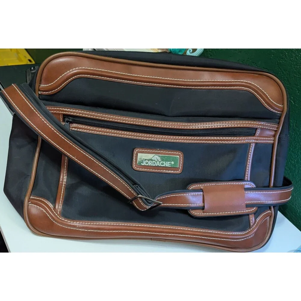 Jordache Tote BAG Canvas For Men Black Brown Travel 12x17x6